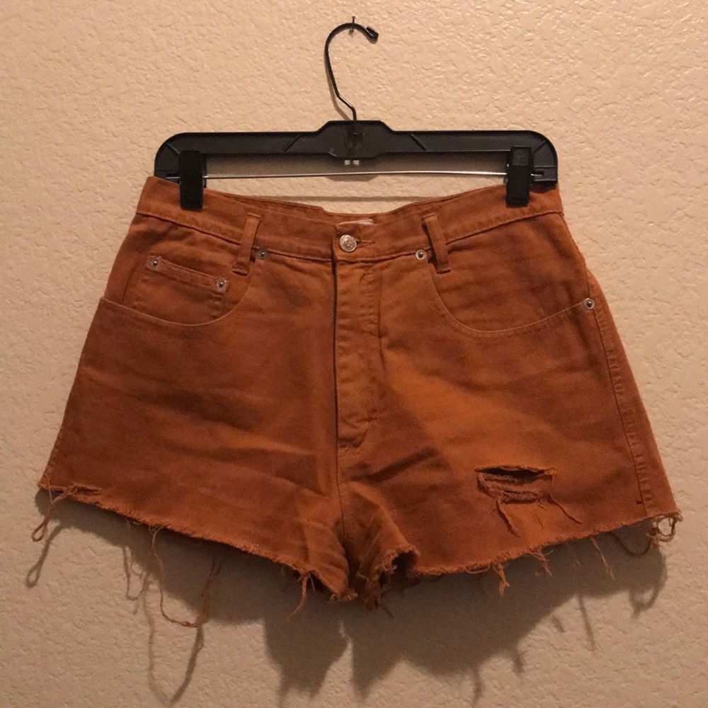 Mustard yellow high waisted shorts